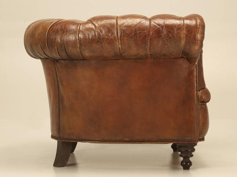 Original Leather Antique Chesterfield Chair | Chairish
