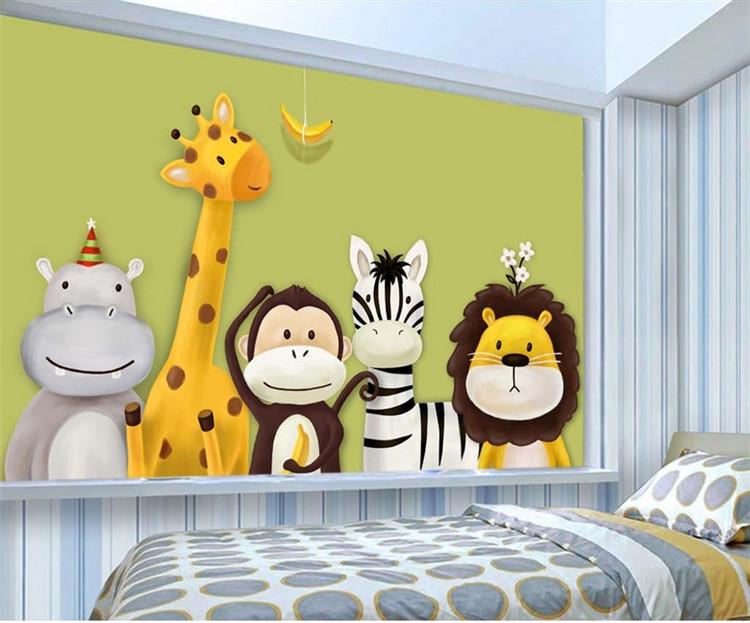 Custom Mural Wallpaper Children'S Room Bedroom Cartoon Theme Animals