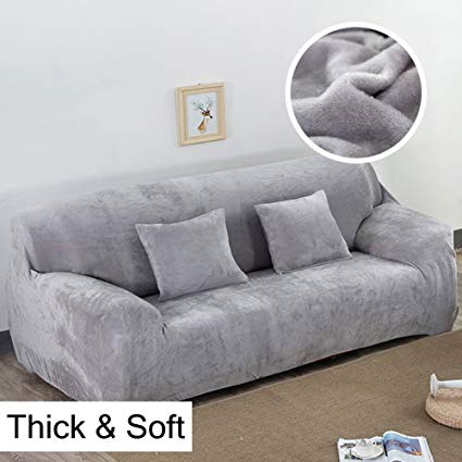 Thick Sofa Covers 1/2/3/4 Seater Pure Color Sofa Protector Velvet