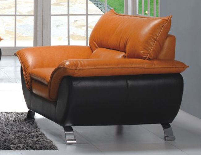 Comfortable and Contemporary Half Leather Living Room Arm Chair 3411