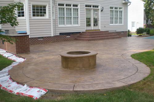 concrete patios pictures | Stamped Concrete Patio, Firepit, and