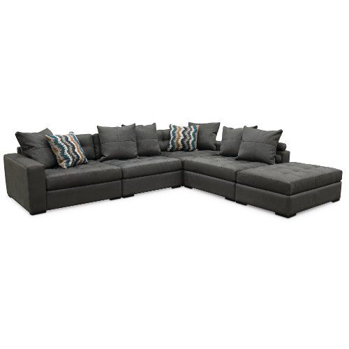 Contemporary Granite Gray 4 Piece Sectional Sofa - Noah | Living