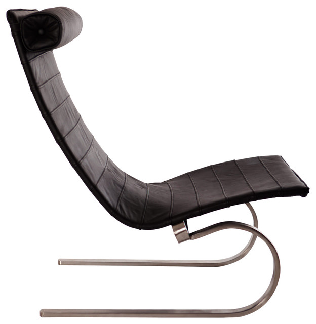 Cantilever Modern Analine Leather Lounge Chair - Contemporary