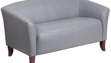 Shop Allison Contemporary Grey Leather Loveseat - On Sale - Free