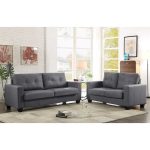 Shop 2Pc Contemporary Grey Leather Sofa & Loveseat Set - Free