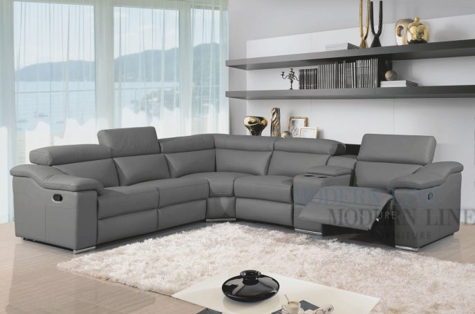 Neoteric Contemporary Grey Sectional Sofa Modern Italian Leather