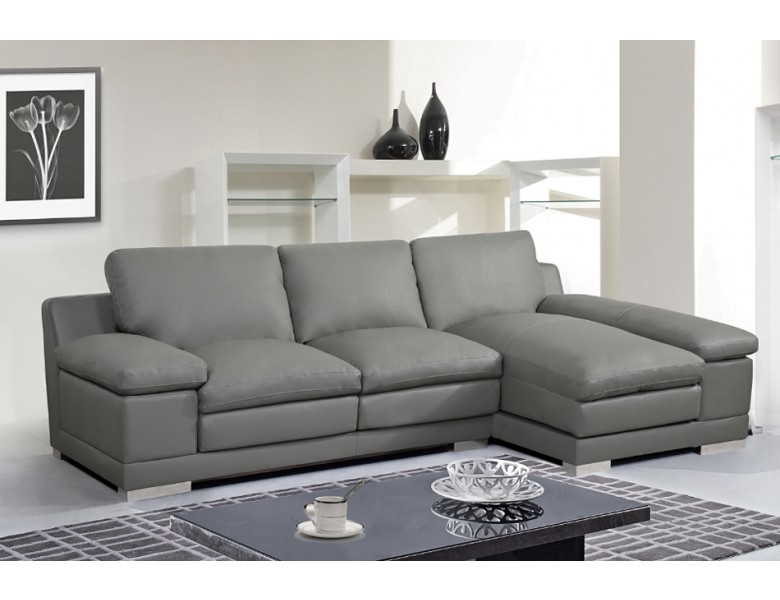 Tamara Grey Leather Sectional Sofa