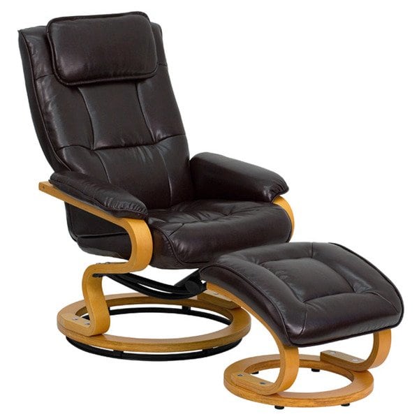 Shop Lancaster Home Brown Leather Contemporary Recliner and Ottoman