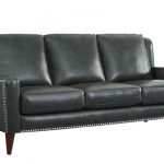 Contemporary Black Leather Sofa with Nail Head Trim|The Dump Luxe