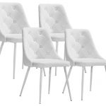 Set Of 4 Zuo Berry White Leatherette Modern Dining Chairs