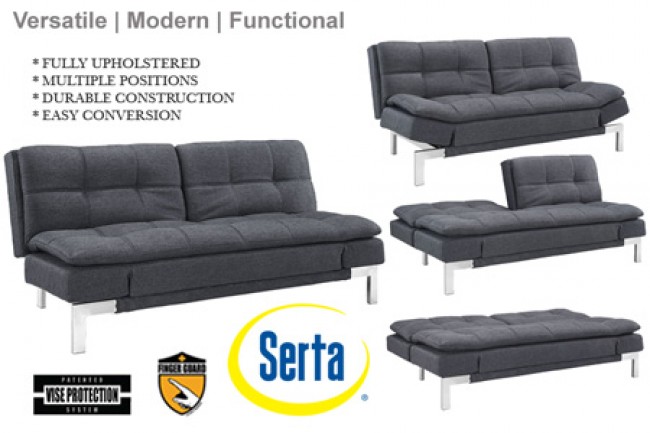Simple Modern Futon Sofa Bed Grey | Boca Futon| The Futon Shop