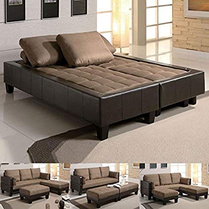 Amazon.com: Fulton Tan Microfiber Convertible Sofa Bed Couch Sleeper