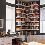 Small corner bookshelves/library. Great use of the space. This look