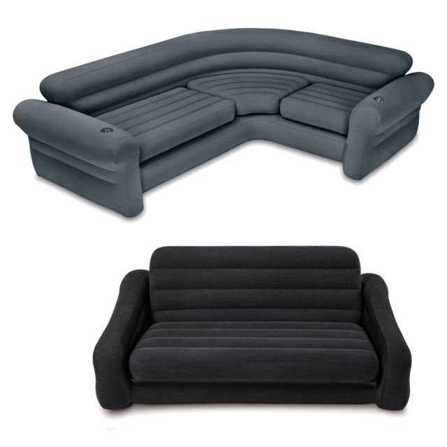 Intex Inflatable Corner Couch Sectional + Queen Size Pull-Out Futon