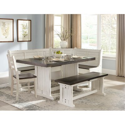 Two-Tone French Country 4 Piece Corner Dining Set - Bourbon County