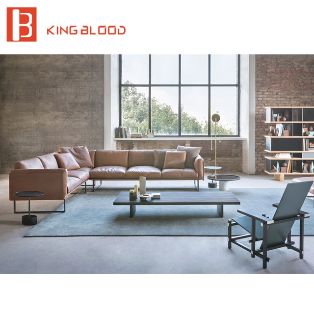 latest italy natuzzi living room nappa leather corner sectional sofa