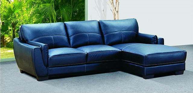 navy blue style leather couch sofa picture | Livingroom | Blue