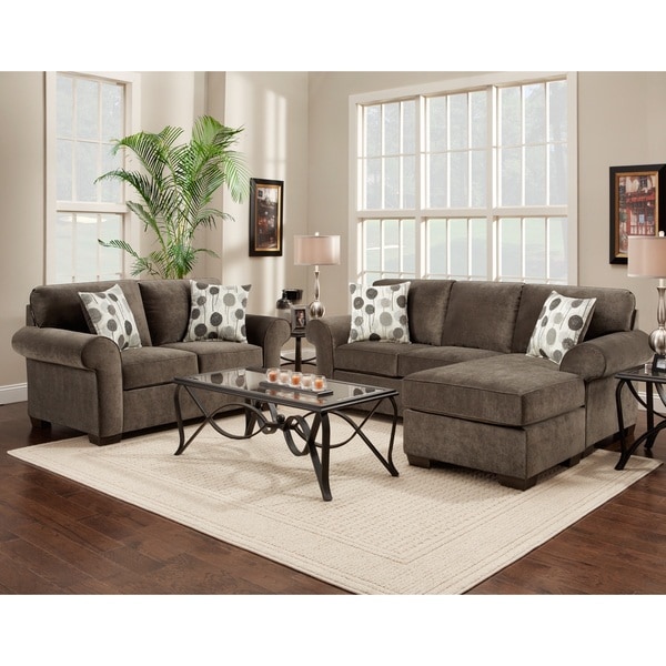 Shop Fabric Sectional Sofa and Loveseat Set with Pillows, Elizabeth