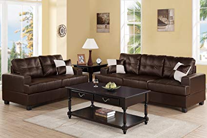Amazon.com: Poundex F7577 Upholstered in Espresso Bonded Leather