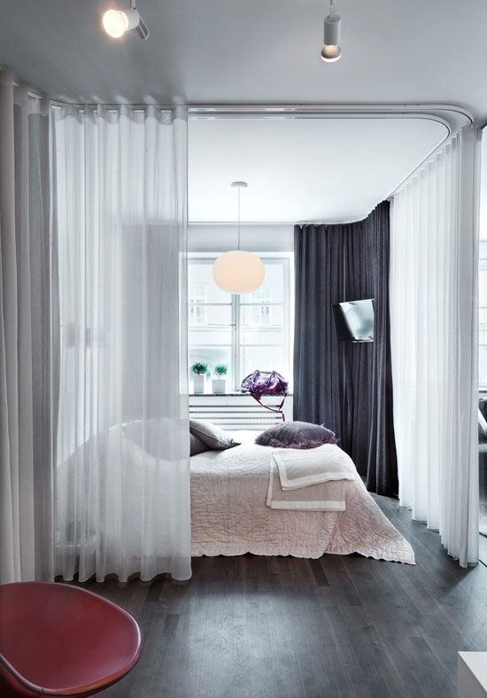 25 Ways To Use Curtains As Space Dividers - DigsDigs