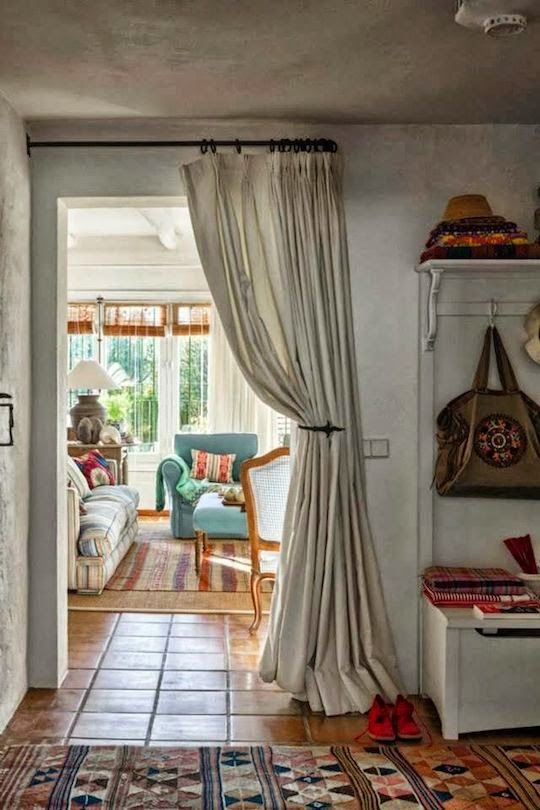 curtains as elegant room divider for small home design. tricks
