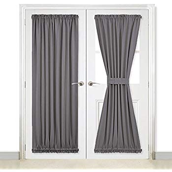Amazon Com NICETOWN Grey French Door Curtains Blackout Patio