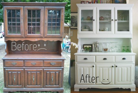 Before and after dining room hutch - makes those 70s style hutches