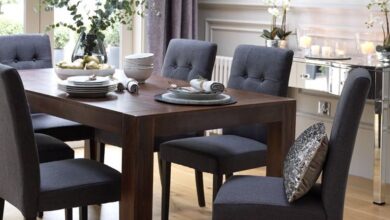 Home Dining Inspiration Ideas. Dining room with dark wood dining
