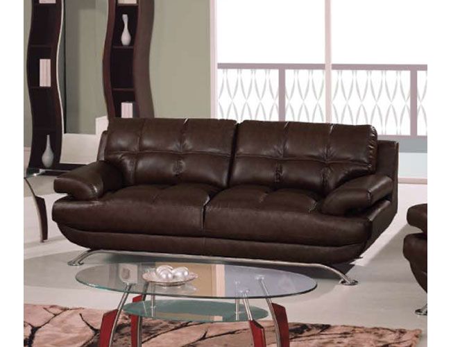 Sleek Durable Leather Sofa with Square Stitching Pattern Shop modern