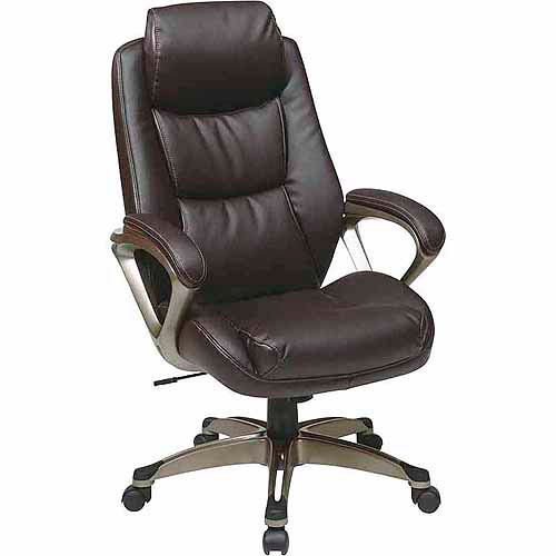 Executive Leather Office Chair with Headrest, Black - Walmart.com