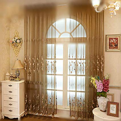 Amazon.com: WINYY Exquisite Embroidered Floral Window Curtain Panel
