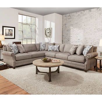 Kerrington 2-piece Fabric Sectional - Gray | Living Room | Fabric