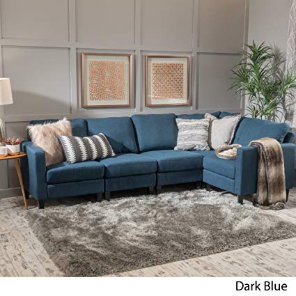Amazon.com: Carolina Dark Blue Fabric Sectional Sofa: Kitchen & Dining