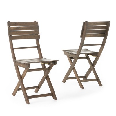 Positano Set Of 2 Acacia Wood Foldable Dining Chairs - Christopher