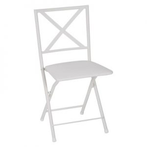 4pc Back Metal Folding Dining Chair With Vinyl Seat White - Cosco