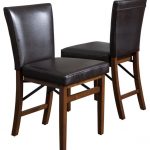 Rosalynn Brown Leather Folding Dining Chairs, Set of 2