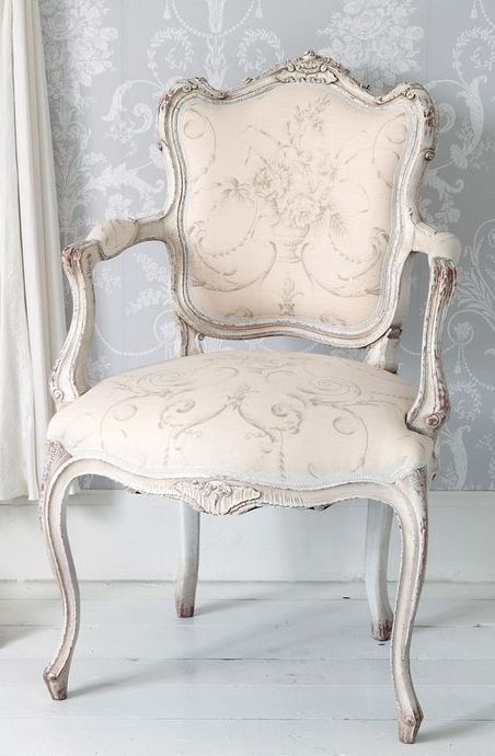 Delicate Pink #French chair with grey wash finish. Perfect for a