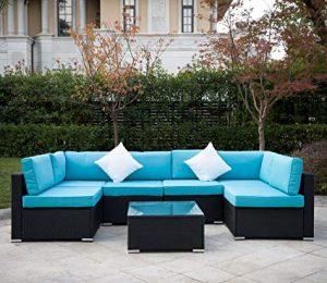 Amazon.com : Outdoor Rattan Patio Garden Furniture PE Wicker Sofa w