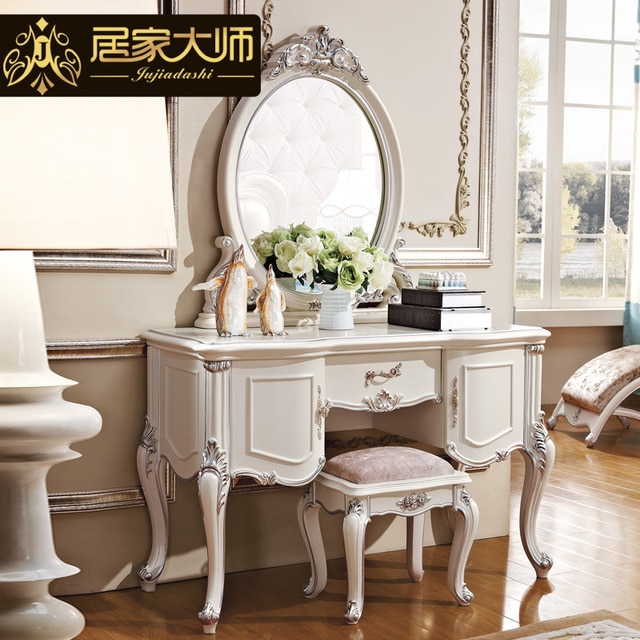 New French Classical Bedroom Furniture Girls Dresser Mirror White