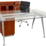Glass Table Desk, Credenza & Mobile File Furniture Package