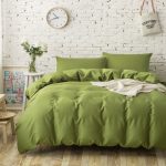 4PC 100% Cotton plain solid color bedding sets army green duvet