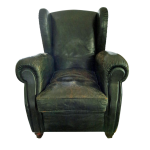 Vintage Green Leather Armchair | Chairish