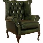 green library sofa | Large Scale Vintage Leather Wingback Chair and