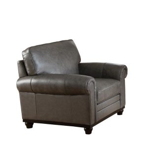 Shop Stafford Top Grain Grey Leather Armchair - On Sale - Free