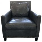 Lillian August Grey Leather Armchair with Nailhead Trim | The Local
