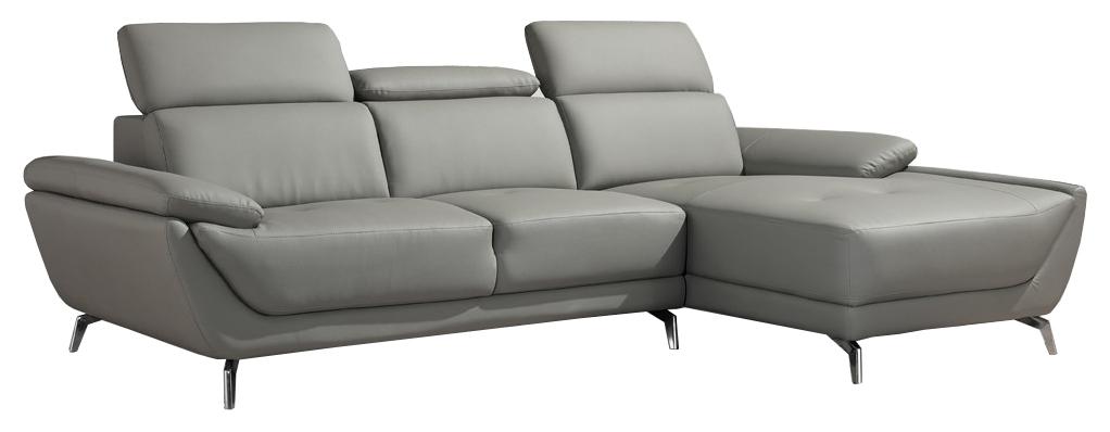 Divani Casa Sterling Modern Light Grey Leather Sectional Sofa