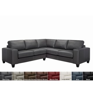 Grey leather sectional sofa