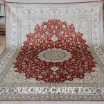 Yilong 8'x10' handmade silk persian rugs antique red china silk