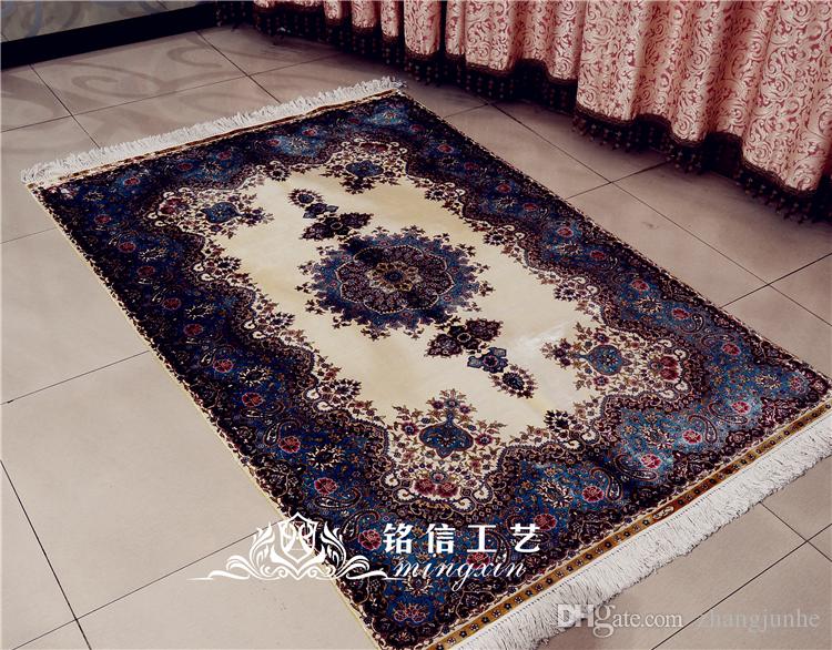 Mingxin Carpet 4x6 Feet Flower Hand Woven 100% Silk Carpet Handmade