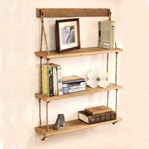 Amazon.com: Hanging Reclaimed Wood Rope Shelf - Three Tier Shelf